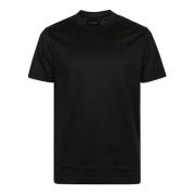 Zwart Lyocell Katoen T-Shirt voor Mannen Emporio Armani , Black , Here...
