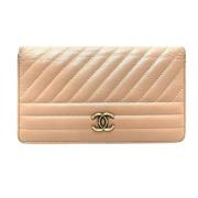 Pre-owned Leather wallets Chanel Vintage , Orange , Dames