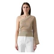 Een-schouder lurex top Federica Tosi , Yellow , Dames