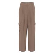 Wide Trousers Soaked in Luxury , Brown , Dames
