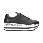 Zwarte Leren Sneakers Premiata , Black , Dames