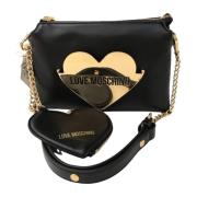 Hartvormige Metalen Clutch Tas Love Moschino , Black , Dames