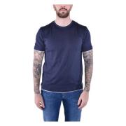 Luxe Giza Cotton Crew Neck T-Shirt Eleventy , Blue , Heren