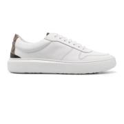 Monogram Patroon Witte Leren Sneakers Herno , White , Heren