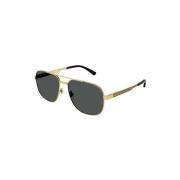 Gouden Frame Grijze Lens Zonnebril Gucci , Yellow , Heren