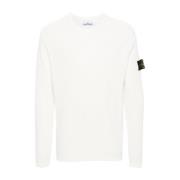 Wit Gebreide Kompassweater Stone Island , White , Heren