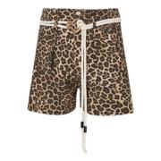 Luipaardprint Trekkoord Shorts Liu Jo , Brown , Dames