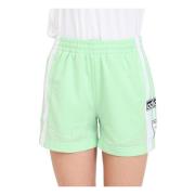 Groen en Wit Zijdelingse Knoop Shorts Adidas Originals , Green , Dames