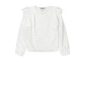 Ruche detail biologisch katoenen blouse top Munthe , White , Dames