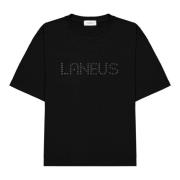 Zwarte studded lettering T-shirt Laneus , Black , Unisex