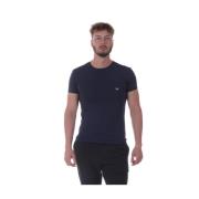 Casual Katoenen T-Shirt Emporio Armani , Blue , Heren