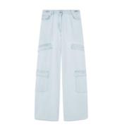 Blauwe Jeans Stijlvolle Denim Broek Versace , Blue , Dames