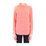 Luxe Zijden Shirt in Melonkleur Equipment , Pink , Dames