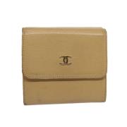 Pre-owned Leather wallets Chanel Vintage , Beige , Dames