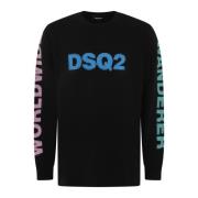 WorldWide Longsleeve Zwart Heren Shirt Dsquared2 , Black , Heren