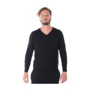Rode V-Hals Sweater Pullover Daniele Alessandrini , Black , Heren