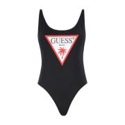 Badpak met logo print Guess , Black , Dames