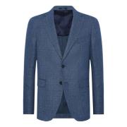 Micro Gestreepte Wol Linnen Blazer Stijl Capri Boggi Milano , Blue , H...