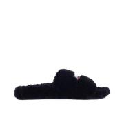 Heren Furry Slide Sandal Zwart Balenciaga , Black , Heren