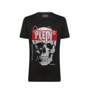 Skull Rhinestone Katoenen T-shirt Philipp Plein , Black , Heren