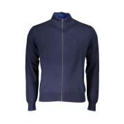 Blauwe Katoenen Cardigan met Rits en Logo North Sails , Blue , Heren