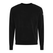 Heren Crew Neck Sweater Zwart Moncler , Black , Heren