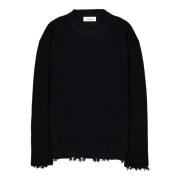 Zwarte vernietigde crewneck sweater Laneus , Black , Heren