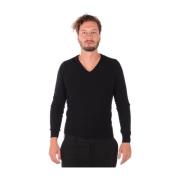 Gouden V-Hals Sweater Pullover Daniele Alessandrini , Black , Heren