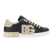 Sneakers van kalfsleer met logo-detail Dolce & Gabbana , Multicolor , ...