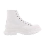 Dames Leren Enkellaarzen Alexander McQueen , White , Dames