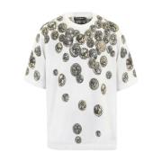 Heren Coin Print Cotton Wit Dolce & Gabbana , White , Heren