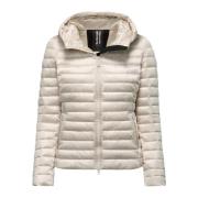 Gewatteerde jas met capuchon in helder nylon BomBoogie , Beige , Dames