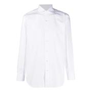Witte Katoenen Overhemd met Spreidkraag Finamore , White , Heren