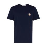 Blauwe Fox Logo T-shirt Maison Kitsuné , Blue , Heren