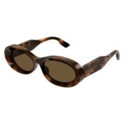 Ovale zonnebril in Havana Tortoise Gucci , Brown , Unisex