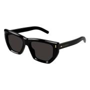 Vierkante Zwarte Zonnebril Gucci , Black , Unisex