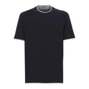 Zijden en katoenen T-shirt - Regular Fit Brunello Cucinelli , Blue , H...