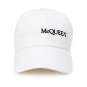 Witte Logo Geborduurde Katoenen Baseballpet Alexander McQueen , White ...