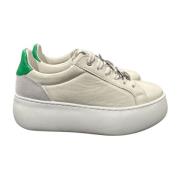 Witte Leren Sneakers met Groene Inzet Paciotti , White , Dames