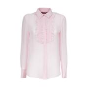 Gerimpelde halsblouse met knoopsluiting Max Mara Studio , Pink , Dames