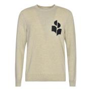 Intarsia-Gebreide Logo Sweatshirt Isabel Marant , Beige , Heren