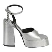 Zilver-palladium sandalen met Medusa Head motief Versace , Gray , Dame...