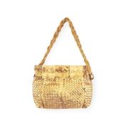 Gevlochten Leren Pochette Mix Goud Claramonte , Yellow , Dames