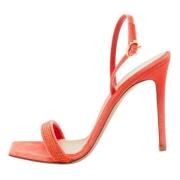 Pre-owned Velvet sandals Gianvito Rossi Pre-owned , Orange , Dames