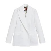 Pique Double-Breasted Blazer Tommy Hilfiger , White , Dames
