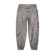 Foil Coated Twill Cargo Pant Summum Woman , Gray , Dames