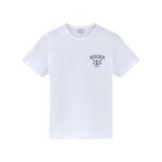 Navy Logo T-shirt Woolrich , White , Heren