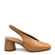 Ronde Neus Leren Slingback Karamel Halmanera , Brown , Dames