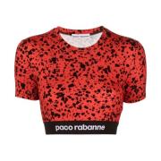 Rode Paint-Splatter Crop Top Paco Rabanne , Red , Dames