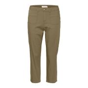 Cropped Trousers Cream , Green , Dames